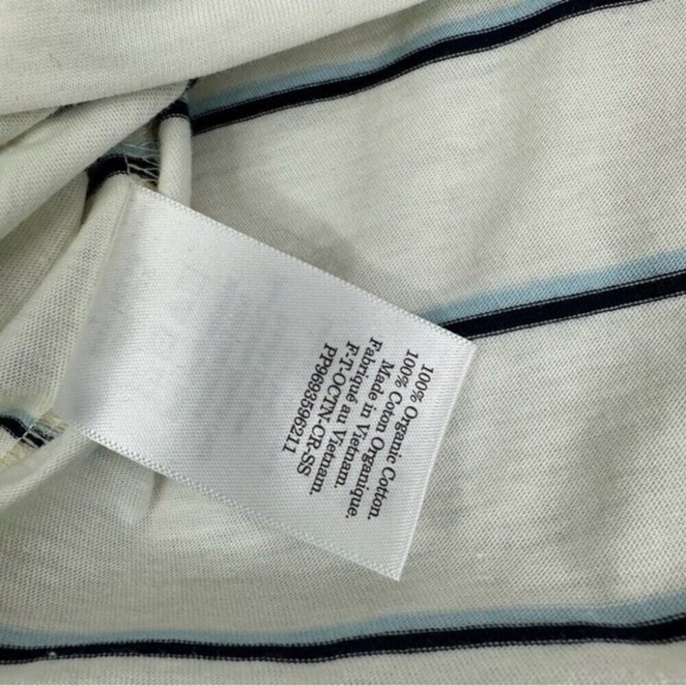 Everlane Organic Cotton Striped Crew T-Shirt White Blue Black M F-T-OCTN-CR-SS - Picture 9 of 12